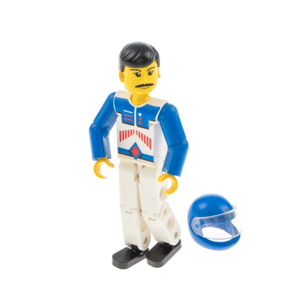 1x Lego Technic Figur Mann weiß blau Pfeil rot Fahrer Helm 8714 tech037a