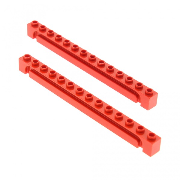 2 x Lego System Führungsschiene rot 1x14 Rolltor Stein Nut Führung Garagen Tor Set Feuerwehr 6385 6389 4501562 4217