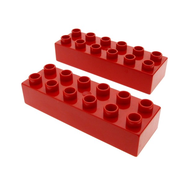 2x Lego Duplo Bau Stein 2x6 rot Basic Zug Eisenbahn Bauernhof 10587 4290387 2300