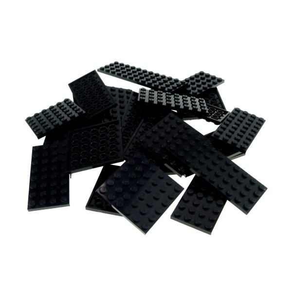 25 x Lego System City Platten Basic Bau Farbe schwarz verschiedene diverse Grössen Platte zufällig gemischt 