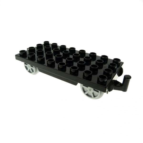 1x Lego Duplo Eisenbahn Anhänger schwarz perl hell grau Räder Waggon 31507c01