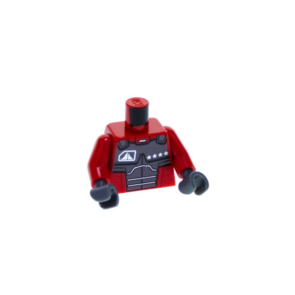 1 x Lego System Torso Figur Mann Exo-Force Takeshi rot bedruckt neu-dunkel grau Brustpanzer für exf006 973pb0218c01