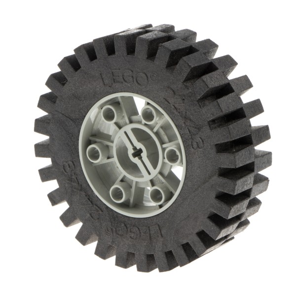 1x Lego Technic Rad schwarz 24x43 voll Gummi Felge alt-hell grau 3740 3739c01