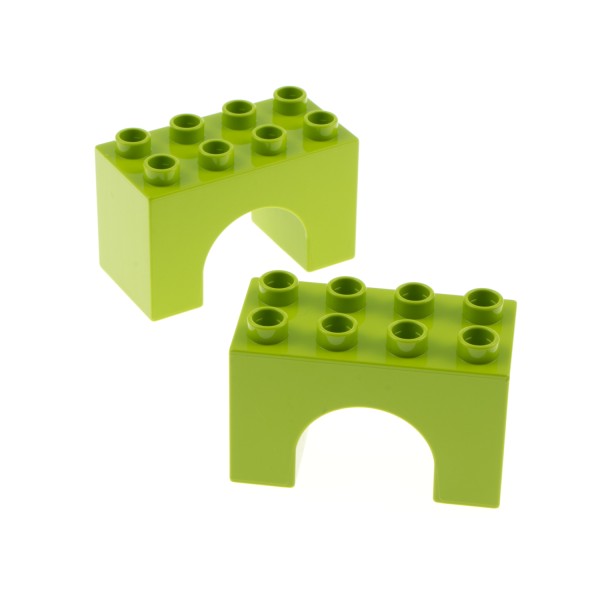 2x Lego Duplo Brücke Bau Stein lime hell grün 2x4x2 Ausschnitt gewölbt 11198