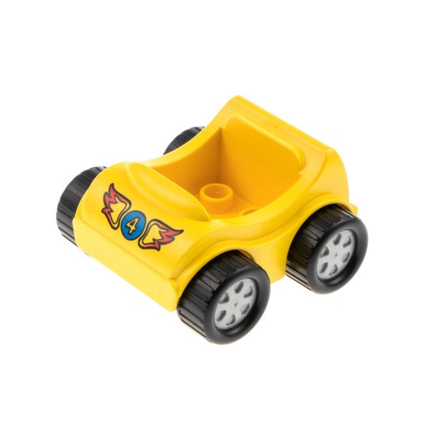 1x Lego Duplo Auto Go-Kart gelb Räder perl hell grau Nr.4 Flammen 31363c01pb08
