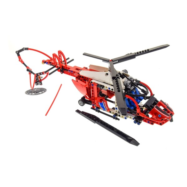 1 x Lego Technic Modell für Set Airport 8068 Rescue Helicopter Hubschrauber rot weiss Technik incomplete unvollständig 