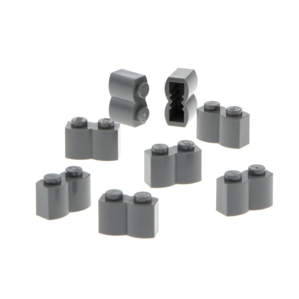 8x Lego Bau Stein modifiziert 1x2x1 neu-dunkel grau Palisade Holz 4211095 30136