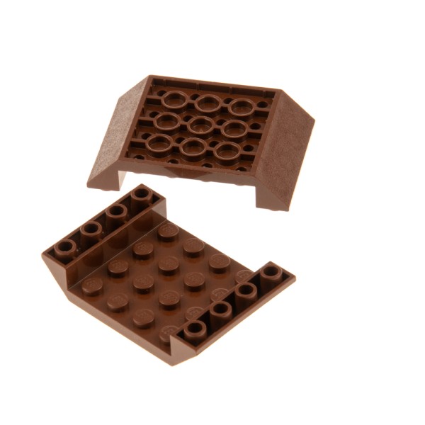 2x Lego Dach Stein 45° 6x4x1 braun negativ schräg Invertiert Rumpf 4183679 30283