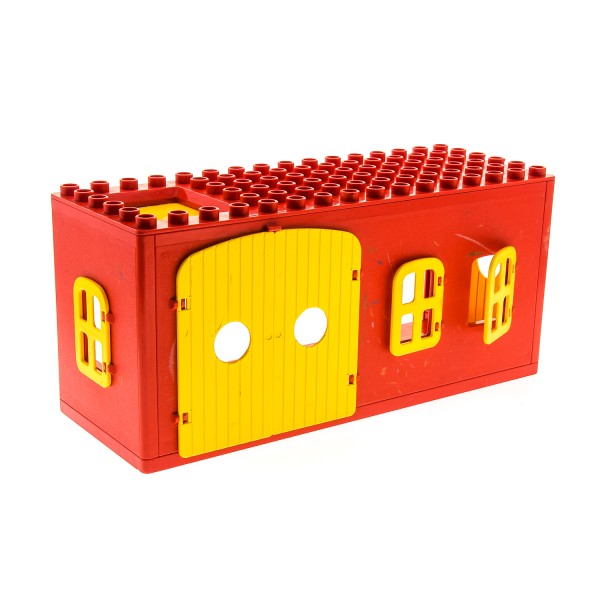 1 x Lego Duplo Gebäude Scheune B-Ware abgenutzt rot gelb ...