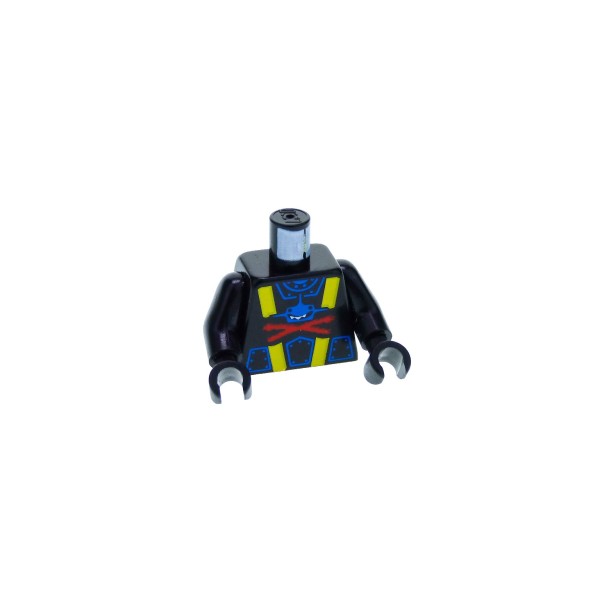 1 x Lego System Torso Oberkörper Figur Aquazone Taucher Aquashark schwarz Hai blau X rot Streifen gelb Arme Hände schwarz 973pb0075c01 
