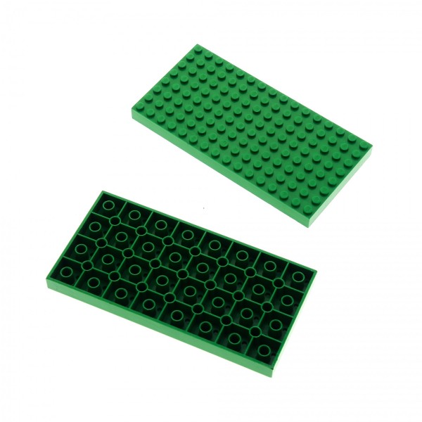 2x Lego Bau Platte B-Ware beschädigt hoch 8x16 grün Grundplatte 44041 4204