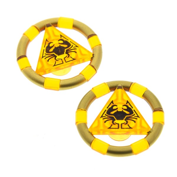 2 x Lego System Ring transparent orange gold Triangel Symbol Krabbe Atlantis Schatz Schlüssel 8078 8056 87748pb01