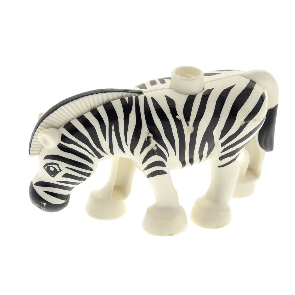1x Lego Duplo Tier Zebra B-Ware abgenutzt weiß schwarz Zoo Zirkus 4415c01pb01