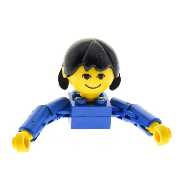 1 x Lego System Homemaker Großkopf Figur Frau Mutter Kind Mädchen Torso blau Gesicht mit Augenbrauen Arme lang Haare lang ohne extra Halterung 200 x196 685px4c01