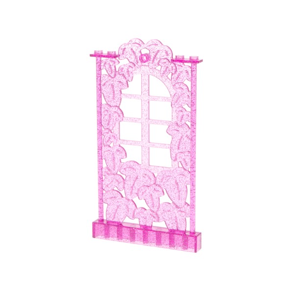 1x Lego Gitter Blumen Wand Fenster 1x8x12 transparent Glitzer pink Ranken 33217