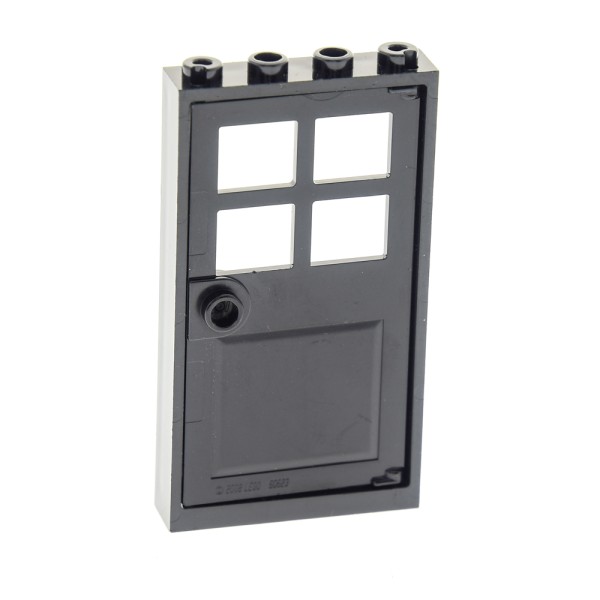 1x Lego Rahmen 1x4x6 schwarz Tür schwarz Fensterkreuz Noppen leer 60623 60596