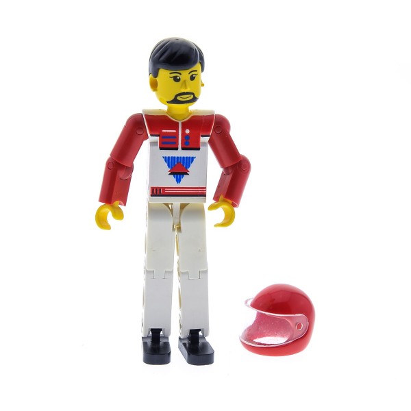 1x Lego Technic Figur Mann weiß Bart Helm rot Visier Fahrer 2715 tech036a