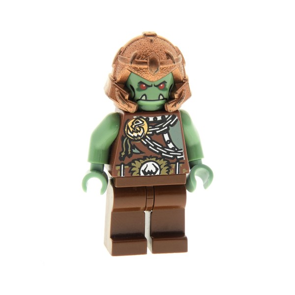 1 x Lego System Figur Fantasy Era Troll Orc Krieger 8 Torso reddish rot braun sand grün bedruckt Ketten Helm kupfer 7078 852293 60751 973pb0419c01 cas400