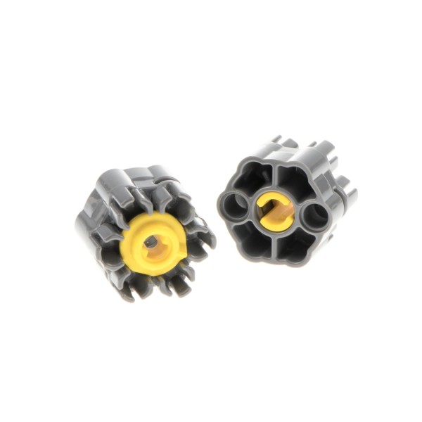 2x Lego Kanone Waffe Trommel neu-dunkel grau Auslöser gelb 18588 18587 18588c02