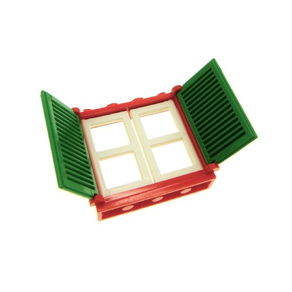 1x Lego Fenster Rahmen rot 1x4x3 Laden grün 1x2x3 Scheibe weiß 3854 3856 3853