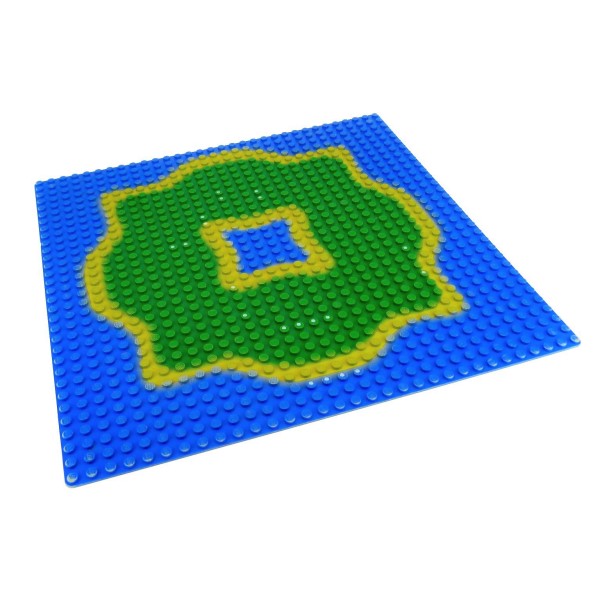 1x Lego Bau Platte B-Ware abgenutzt 32x32 Insel blau grün gelb 3811pb02