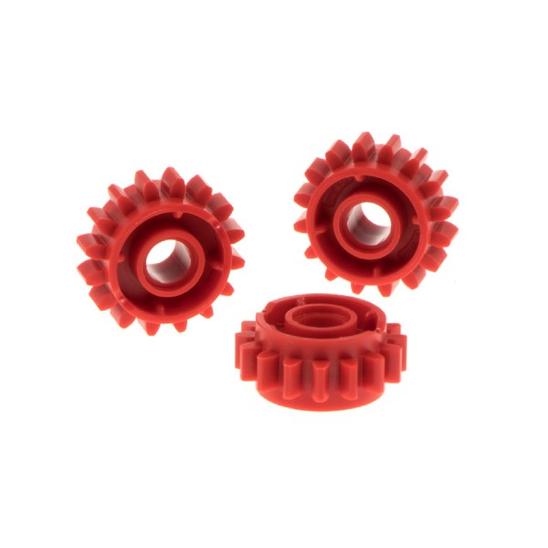 3x Lego Technic Zahnrad rot 16 Zähne Kupplung auf beiden Seiten 6100930 18946