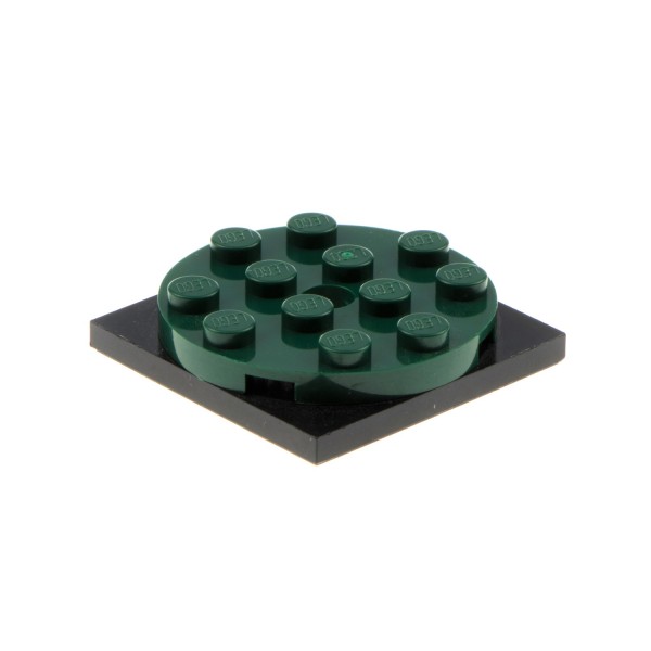 1x Lego Drehteller schwarz 4x4x2/3 Rund Stein grün flach Platte 61485 60474c01