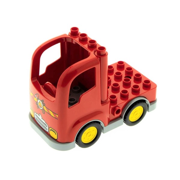1x Lego Duplo Fahrzeug Auto rot bedruckt Feuerwehr Wagen 15314c01 15454pb02