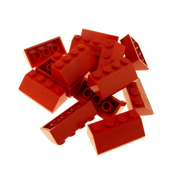 15x Lego Dachstein 45° 2x4 B-Ware abgenutzt rot schräg Steine 303721 3037