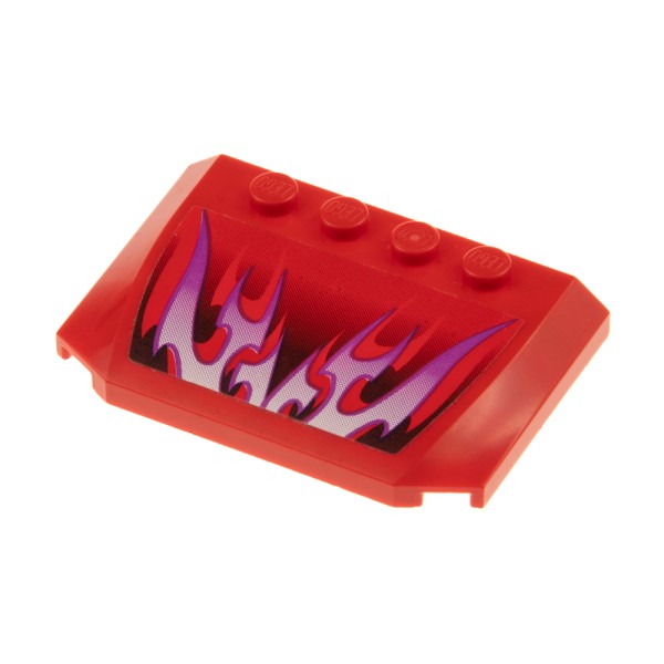 1x Lego Motorhaube 4x6 2/3 rot Sticker Flammen lila Auto Dach 8136 52031pb042