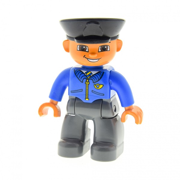 1x Lego Duplo Figur Mann grau blau Postbote Briefträger Post 47394pb117