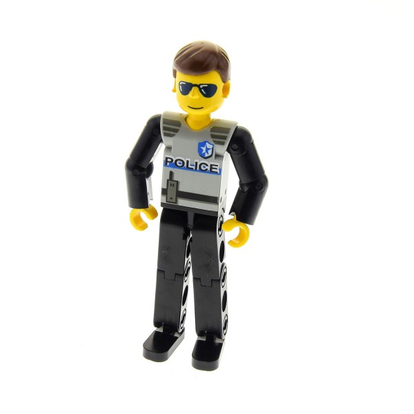 1x Lego Technic Figur Mann Polizist grau schwarz Police Stern 8230 tech029