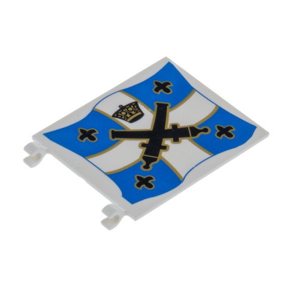 1x Lego Fahne 6x4 weiß bedruckt blau gold Kanonen Kreuz Krone Flagge 2525pb007