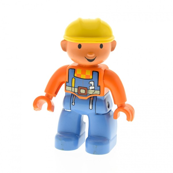 1 x Lego Duplo Figur Mann hell blau B-Ware abgenutzt Bob Baumeister 47394pb029