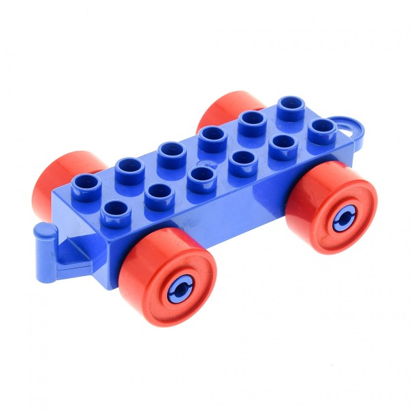 1x Lego Duplo Anhänger 2x6 blau Rad rot Schiebe Zug Kupplung zu 4883c02