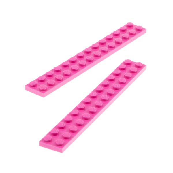 2x Lego Platte Leiste 2x14 dunkel pink Bau Stein 6054390 91988