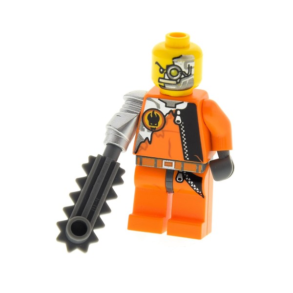 1 x Lego System Figur Mann Saw Fist Handlanger Torso orange Logo mechanischer Arm Auge Säge ohne Haare 8631 973pb0487c01 agt005*