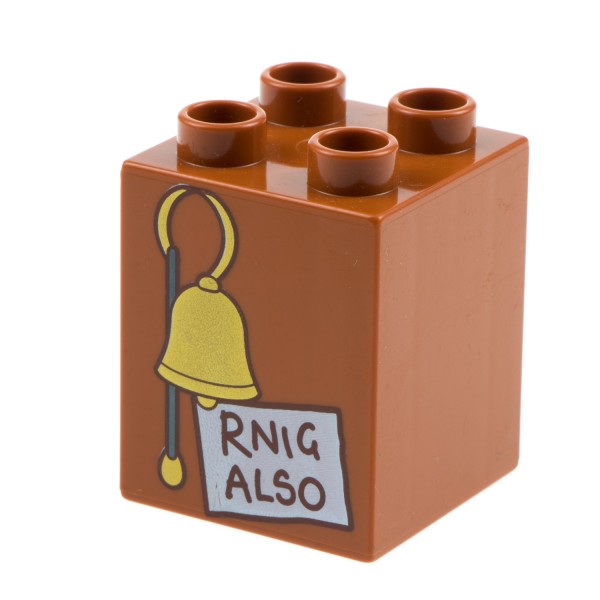 1x Lego Duplo Basic Stein dunkel orange bedruckt Klingel Winnie Pooh 31110pb069