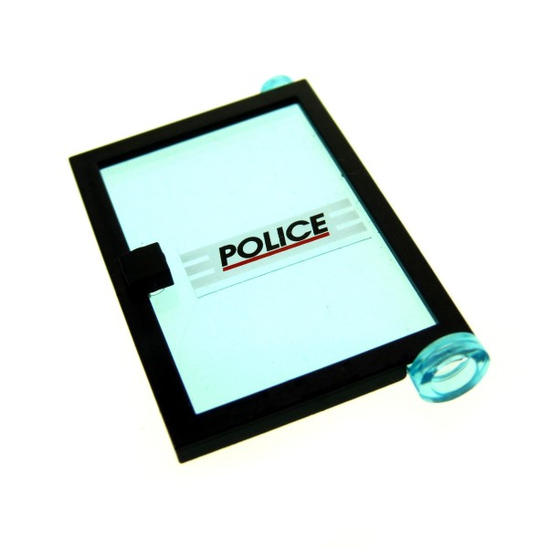 1x Lego Tür Blatt 1x4x5 rechts schwarz transparent hell blau Police 73435c02pb01