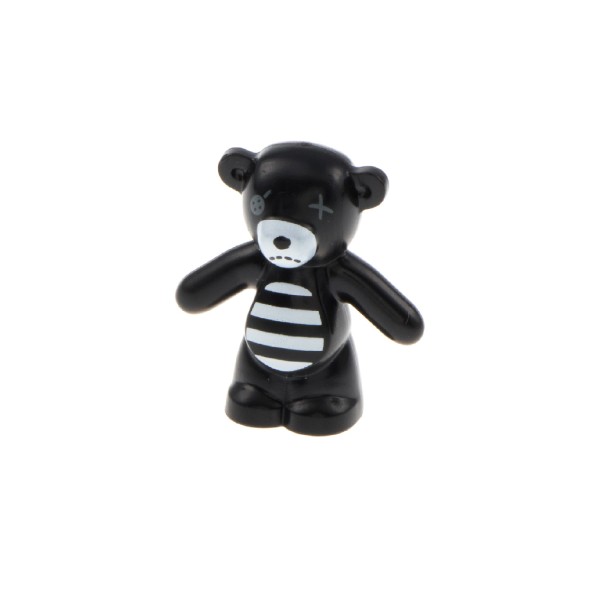 1x Lego Tier Teddy Bär schwarz weiß gestreift Augen neu-dunkel grau 98382pb005