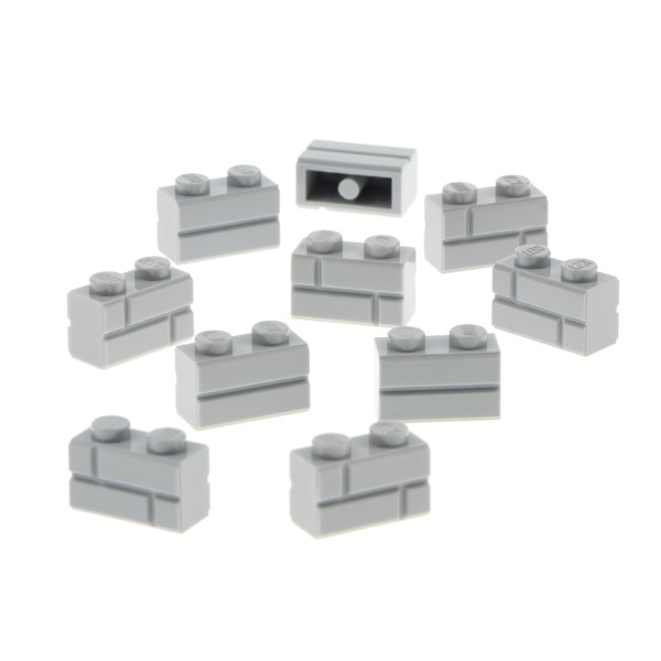 10x Lego Bau Stein modifiziert 1x2x1 neu-hell grau Ziegel Mauer 6000066 98283