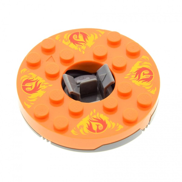 1 x Lego System Ninjago Spinner rund gewölbt 6x6 orange neu-dunkel grau Feuer Phönix Drehscheibe Kreisel mit Gleitstein Set 2172 4614805 bb493c05pb02