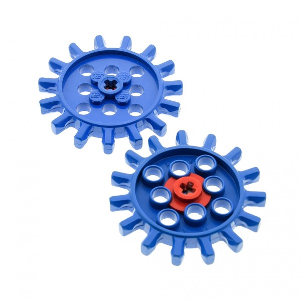 2x Lego Technic Zahnrad B-Ware abgenutzt blau Z15 15 Zähne Rad Zahnräder g15