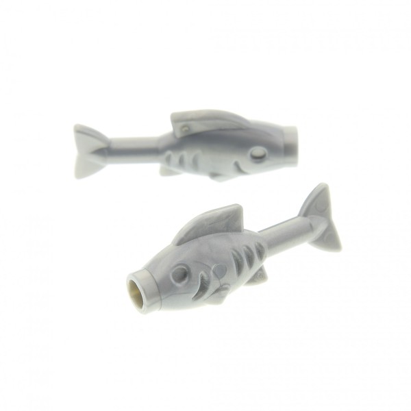 2x Lego Tier Fisch perl hell grau Fische Essen Nahrung 4539486 64648