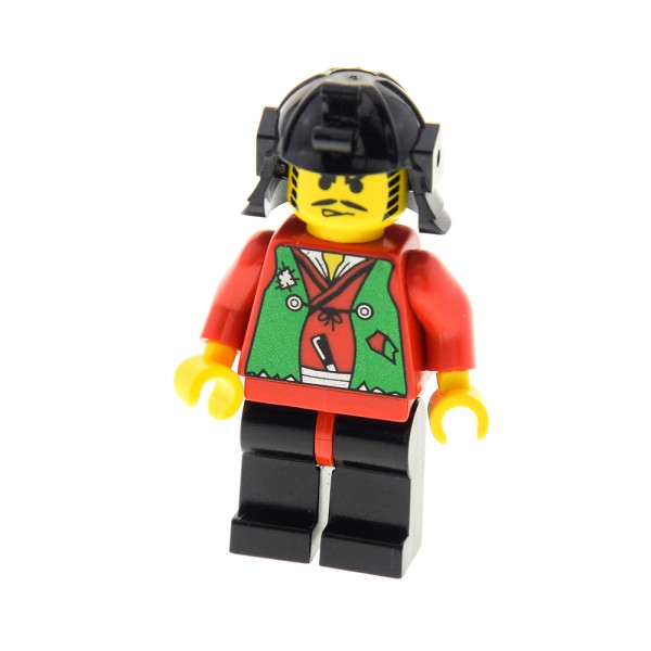 1x Lego Figur Ninja Robber Räuber Weste grün Ninja Samurai Helm schwarz cas053