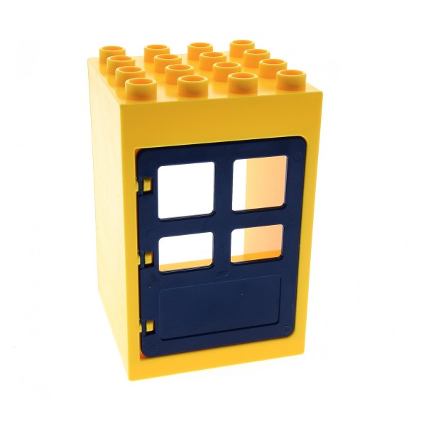 1 x Lego Duplo Haus Tür Rahmen gelb 4x4x5 Fenster Tür 1x4x4 dunkel blau Gebäude 