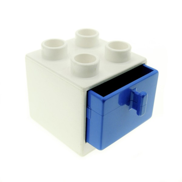 1x Lego Duplo Möbel Schrank 2x2x1 1/2 creme weiß Schublade blau Haus 4891 4890