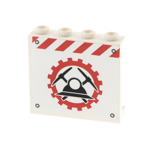 1x Lego Panele weiß 1x4x3 Sticker Bergleute Minen Logo rot Set 4204 60581pb012