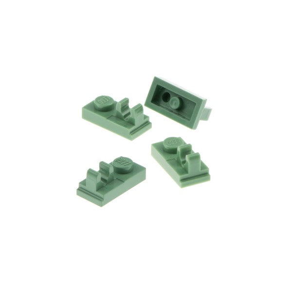 4x Lego Platte modifiziert 1x2 sand grün Bau Stein Clip 4625236 92280