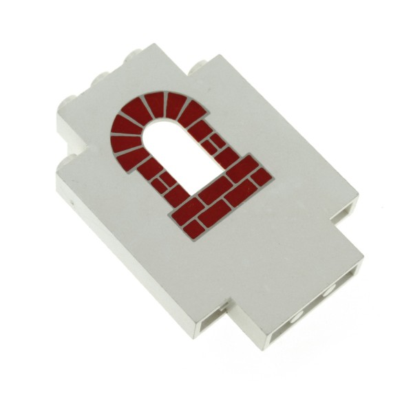 1x Lego Mauerteil 2x5x6 weiß bedruckt Ziegel rot Wand Fenster Burg 4444pb01